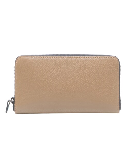 GMONEY17 Grand portefeuille zipp&eacute; en cuir cappuccino - Portefeuilles Femme