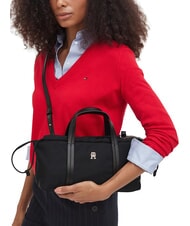 TOMMY HILFIGER TH SOFT NYLON Sac &agrave; main avec bandouli&egrave;re le noir - Sacs pour Femme - 2