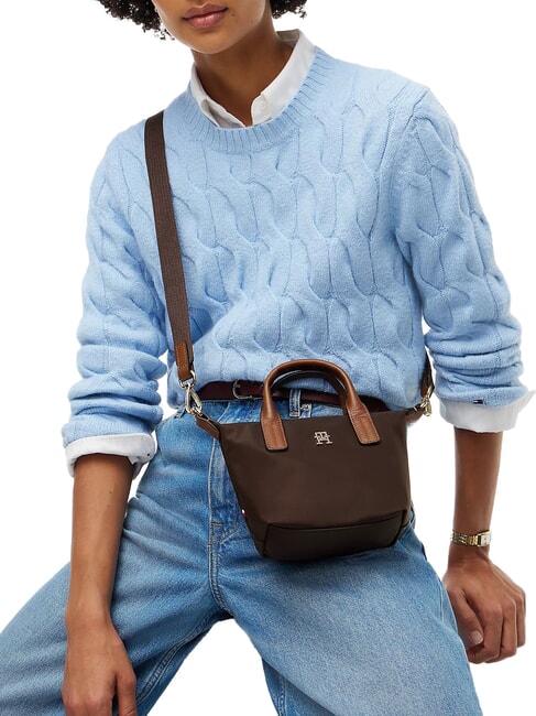 POPETTE Sac &agrave; main avec bandouli&egrave;re et logo fondant brun - Sacs pour Femme