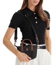 TOMMY HILFIGER POPETTE Sac &agrave; main avec bandouli&egrave;re et logo le noir - Sacs pour Femme - 2