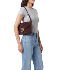 PINKO LOVE SATCHEL Sac bandouli&egrave;re en cuir su&eacute;d&eacute; Bourgogne or antique - Sacs pour Femme - 2