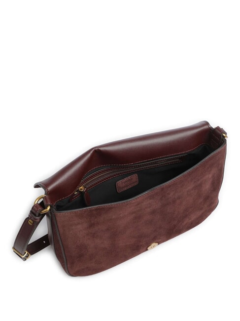 LOVE SATCHEL Sac bandouli&egrave;re en cuir su&eacute;d&eacute; Bourgogne or antique - Sacs pour Femme
