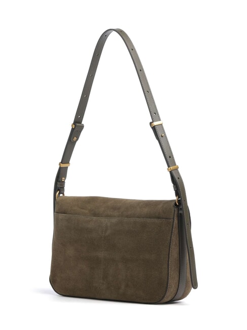 LOVE SATCHEL Sac bandouli&egrave;re en cuir su&eacute;d&eacute; vert olive fonc&eacute; - or antique - Sacs pour Femme