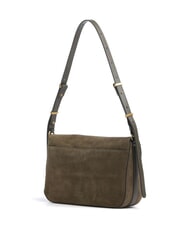 PINKO LOVE SATCHEL Sac bandouli&egrave;re en cuir su&eacute;d&eacute; vert olive fonc&eacute; - or antique - Sacs pour Femme - 3
