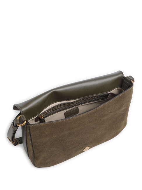 LOVE SATCHEL Sac bandouli&egrave;re en cuir su&eacute;d&eacute; vert olive fonc&eacute; - or antique - Sacs pour Femme