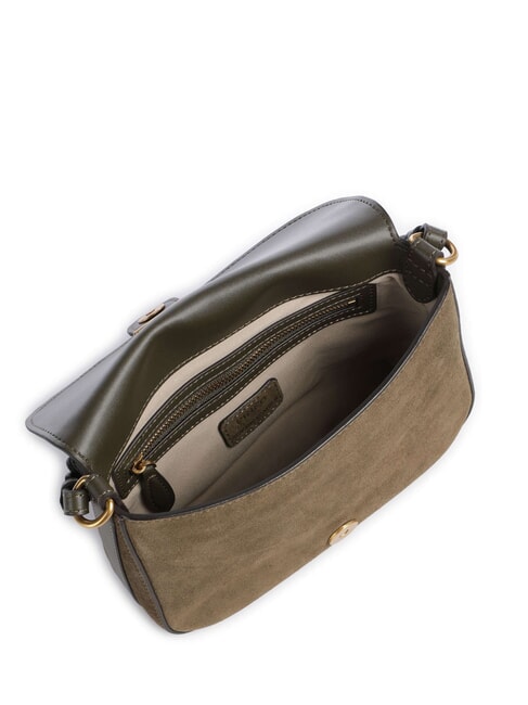 LOVE SATCHEL Mini sac bandouli&egrave;re en cuir vert olive fonc&eacute; - or antique - Sacs pour Femme