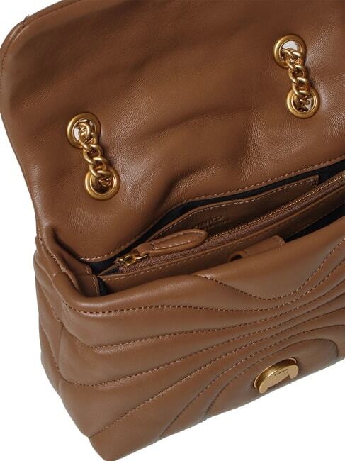 LOVE PUFF MINI Mini sac bandouli&egrave;re en nappa cognac brun-or antique - Sacs pour Femme