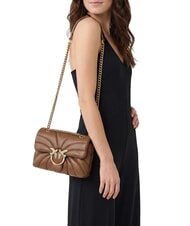 PINKO LOVE PUFF MINI Mini sac bandouli&egrave;re en nappa cognac brun-or antique - Sacs pour Femme - 5