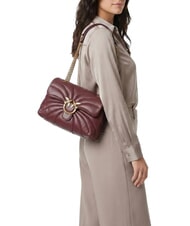 PINKO LOVE PUFF CLASSIC Sac bandouli&egrave;re en cuir nappa groseille intense-or antique - Sacs pour Femme - 2