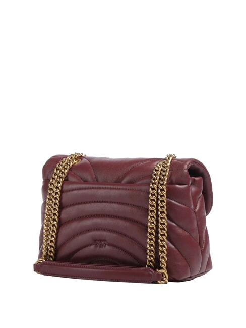 LOVE PUFF CLASSIC Sac bandouli&egrave;re en cuir nappa groseille intense-or antique - Sacs pour Femme