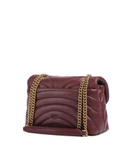 PINKO LOVE PUFF CLASSIC Sac bandouli&egrave;re en cuir nappa groseille intense-or antique - Sacs pour Femme - 3