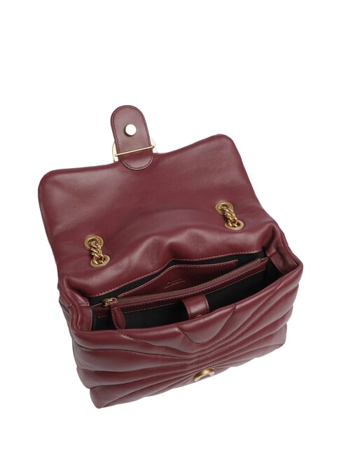 LOVE PUFF CLASSIC Sac bandouli&egrave;re en cuir nappa groseille intense-or antique - Sacs pour Femme