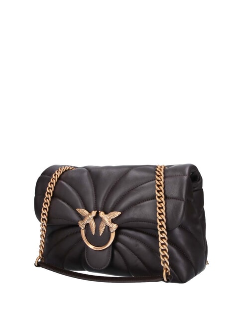 LOVE PUFF CLASSIC Sac bandouli&egrave;re en cuir nappa marasca brun-or antique - Sacs pour Femme