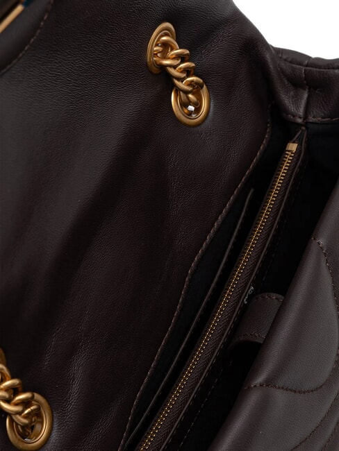 LOVE PUFF CLASSIC Sac bandouli&egrave;re en cuir nappa marasca brun-or antique - Sacs pour Femme