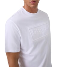 GUESS BOX LOGO EMBOSSED T-shirt avec logo brod&eacute; blanc pur - T-shirt - 3