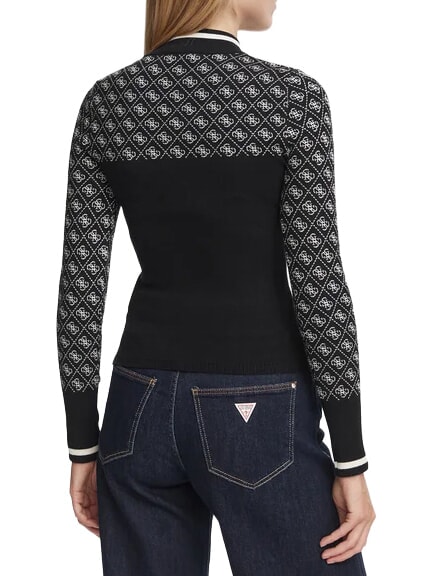 MOCK NECK AUBREY 4G Pull coupe slim pierre noire mate co - Chandails pour femmes