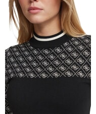 GUESS MOCK NECK AUBREY 4G Pull coupe slim pierre noire mate co - Chandails pour femmes - 3