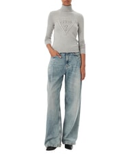 GUESS HALLIE TRIANGLE Pull &agrave; col montant, manches longues gris chin&eacute; clair m - Chandails pour femmes - 3