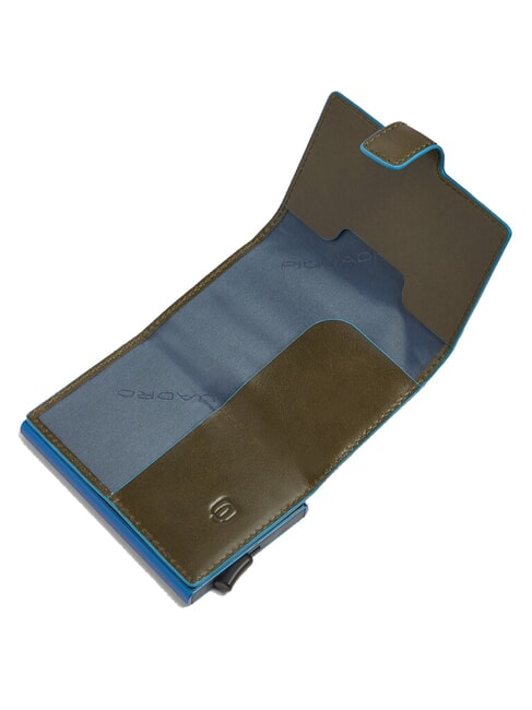 BLUE SQUARE Porte-cartes de cr&eacute;dit en cuir et m&eacute;tal VERT - Portefeuilles Homme