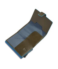 PIQUADRO BLUE SQUARE Porte-cartes de cr&eacute;dit en cuir et m&eacute;tal VERT - Portefeuilles Homme - 3