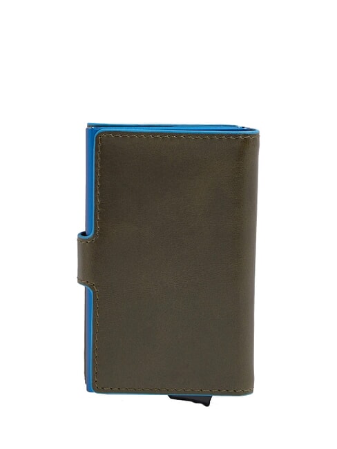 BLUE SQUARE Porte-cartes de cr&eacute;dit en cuir et m&eacute;tal VERT - Portefeuilles Homme