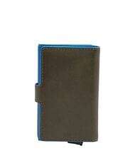 PIQUADRO BLUE SQUARE Porte-cartes de cr&eacute;dit en cuir et m&eacute;tal VERT - Portefeuilles Homme - 4