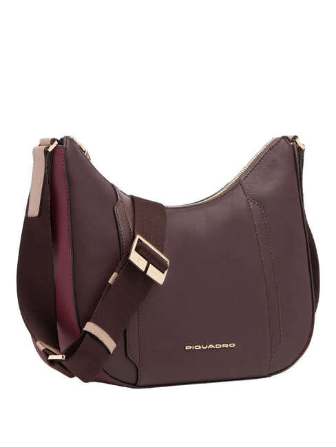 CIRCLE Sac bandouli&egrave;re en cuir bordeaux/rose - Sacs pour Femme