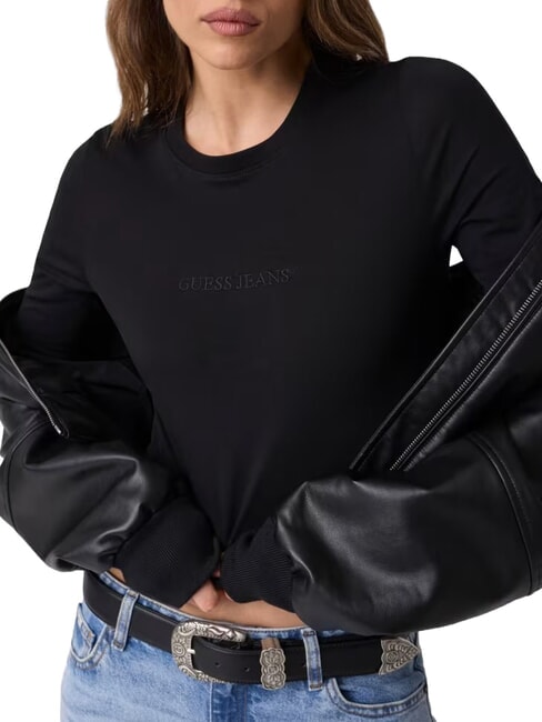 SLIM LOGO EMBOSSED T-shirt &agrave; manches longues jetbla - Pulls molletonn&eacute;s