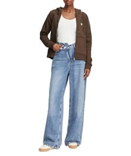 GUESS JEANS REGULAR MINI Sweat &agrave; capuche zipp&eacute; caf&eacute; noir - Sweat-shirts pour femmes - 3