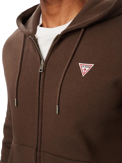 SLIM MINI Sweat &agrave; capuche zipp&eacute; caf&eacute; noir - Pulls molletonn&eacute;s