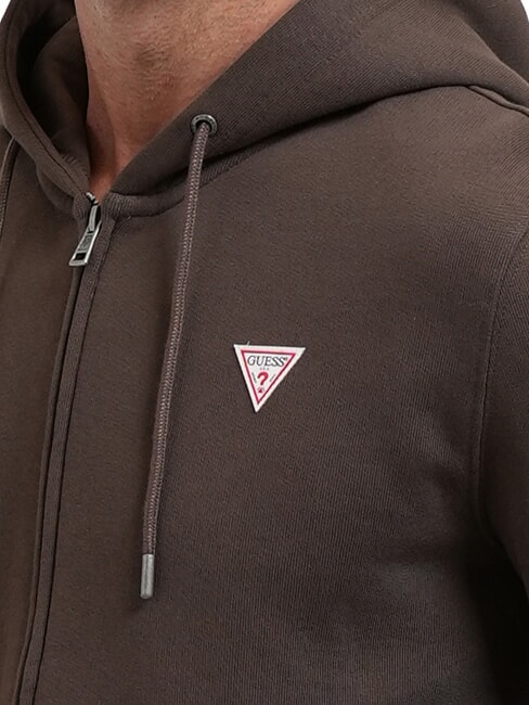 SLIM MINI Sweat &agrave; capuche zipp&eacute; caf&eacute; noir - Pulls molletonn&eacute;s