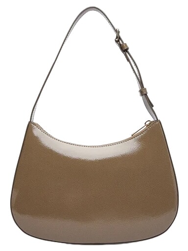 MARGOT Sac bandouli&egrave;re en cuir verni gris boueux - Sacs pour Femme