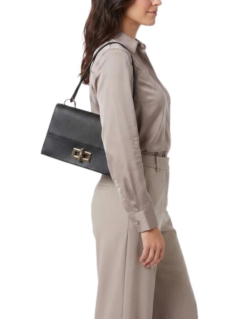 AMELIA Sac bandouli&egrave;re en cuir, avec bandouli&egrave;re Noir - Sacs pour Femme