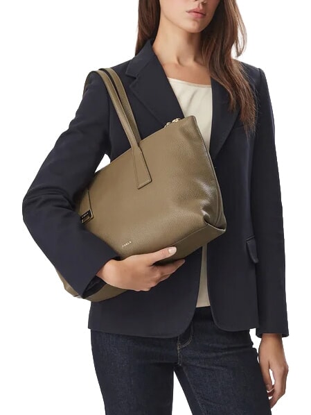 OLIVIA Sac cabas en cuir gris boueux - Sacs pour Femme