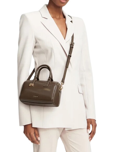 OLIVIA Sac &agrave; main en cuir avec bandouli&egrave;re gris boueux - Sacs pour Femme