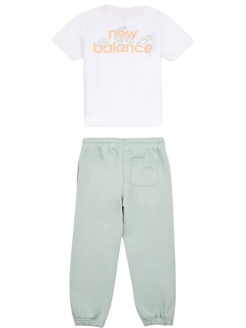 FLORAL LOGO Ensemble T-shirt + pantalon de surv&ecirc;tement blanc &eacute;clatant - Surv&ecirc;tements pour enfants