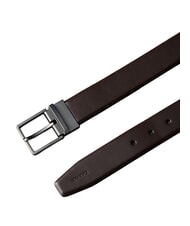 CALVIN KLEIN SQUARE BUCKLE CK Ceinture en cuir double face brun fonc&eacute; / gris anthracite mat - Ceintures - 3