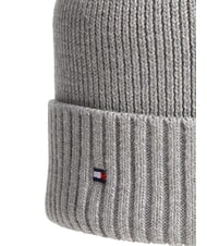 TOMMY HILFIGER TH FLAG Bonnet en coton avec revers gris chin&eacute; moyen - Bonnets - 3