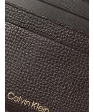 CALVIN KLEIN PREMIUM LEATHER porte-cartes en cuir plat brun fonc&eacute; - Portefeuilles Homme - 3