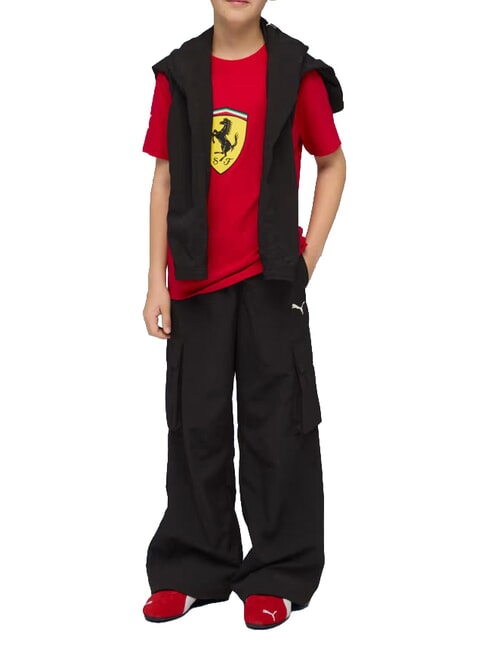 FERRARI T-shirt en coton &agrave; manches courtes rouge de course - Tee-shirt enfant