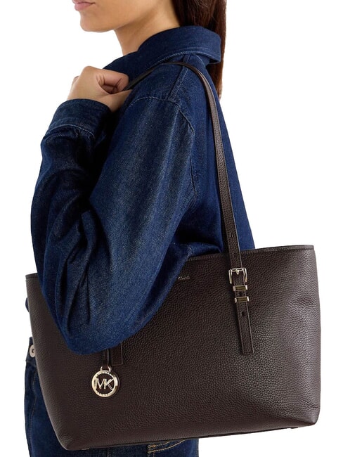 QUINN Sac cabas moyen en cuir chocolat - Sacs pour Femme