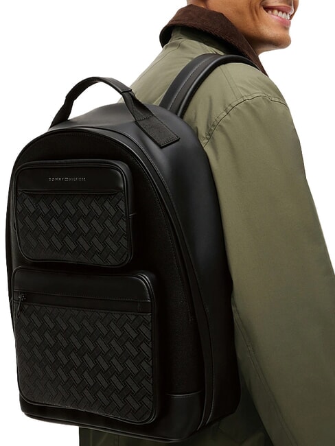 TH MODERN Sac &agrave; dos avec double poche avant le noir - Sacs &agrave; dos pour l'&Eacute;cole & les Loisirs