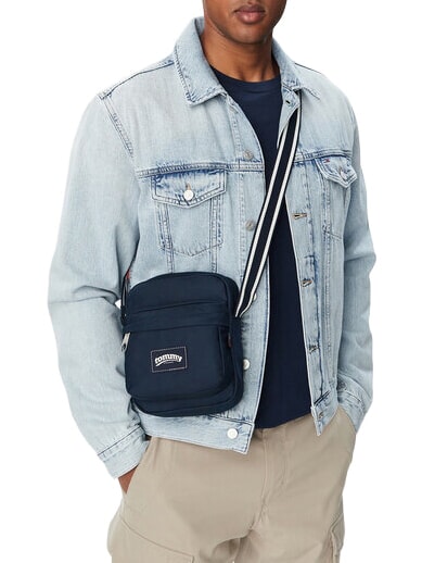 TJM COLLEGIATE Sac avec poche avant marine nuit noire - Sacs en Bandouli&egrave;res pour Homme