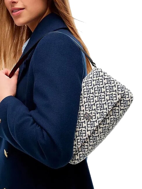 TH JACQUARD sac bandouli&egrave;re bleu de l'espace - Sacs pour Femme