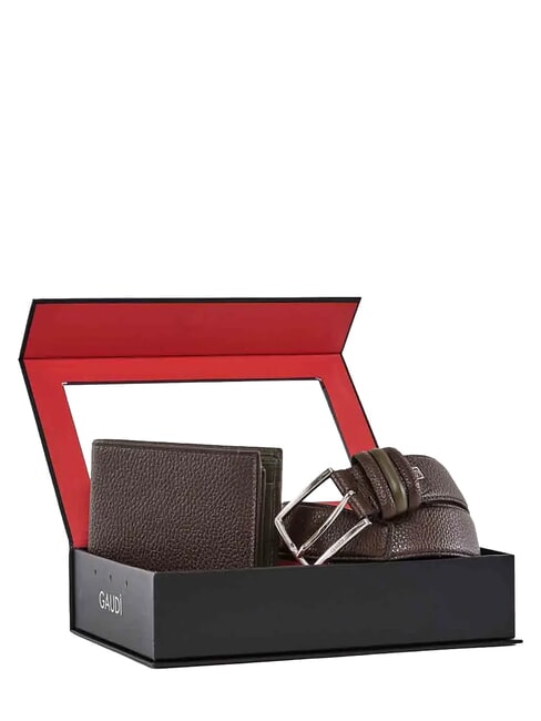 KIT Portefeuille et &eacute;tui &agrave; portefeuille marron fonc&eacute; - Portefeuilles Homme