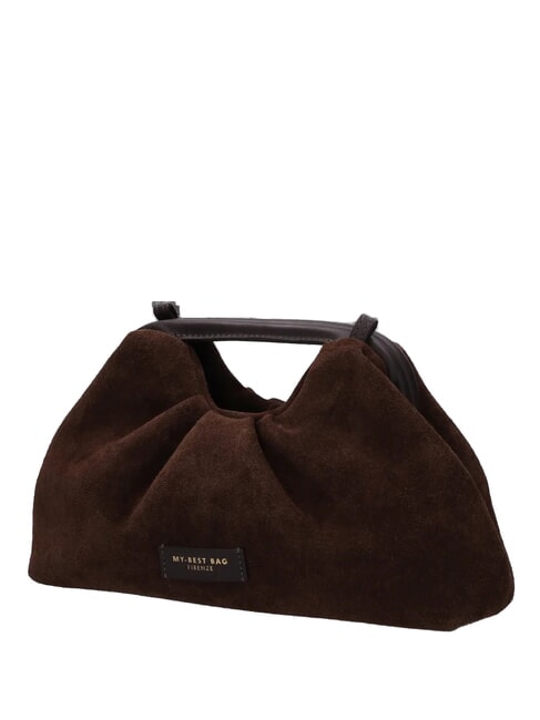 JANINE SUEDE Sac &agrave; main avec bandouli&egrave;re dark brown - Sacs pour Femme