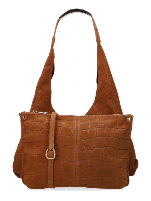 ELLISSE CROCO SUEDE Sac bandouli&egrave;re en cuir cognac - Sacs pour Femme