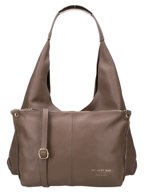 ELLISSE MACRO DOLLARO Sac bandouli&egrave;re en cuir taupe - Sacs pour Femme