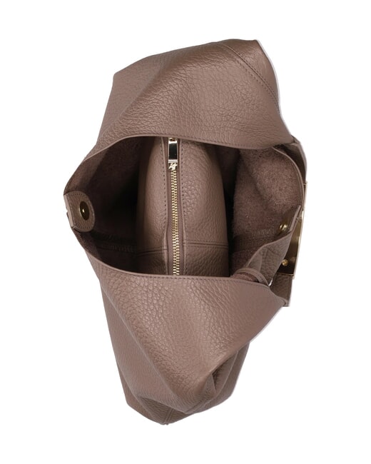 ELLISSE MACRO DOLLARO Sac bandouli&egrave;re en cuir taupe - Sacs pour Femme