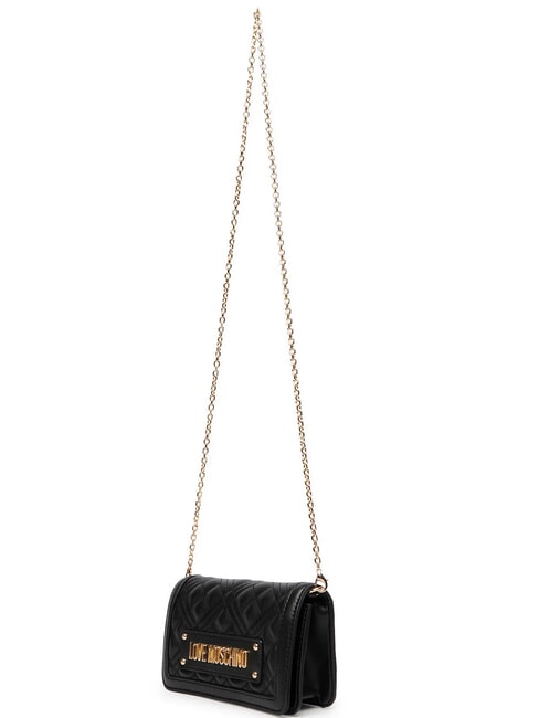 QUILTED Pochette/Portefeuille avec bandouli&egrave;re Noir - Portefeuilles Femme